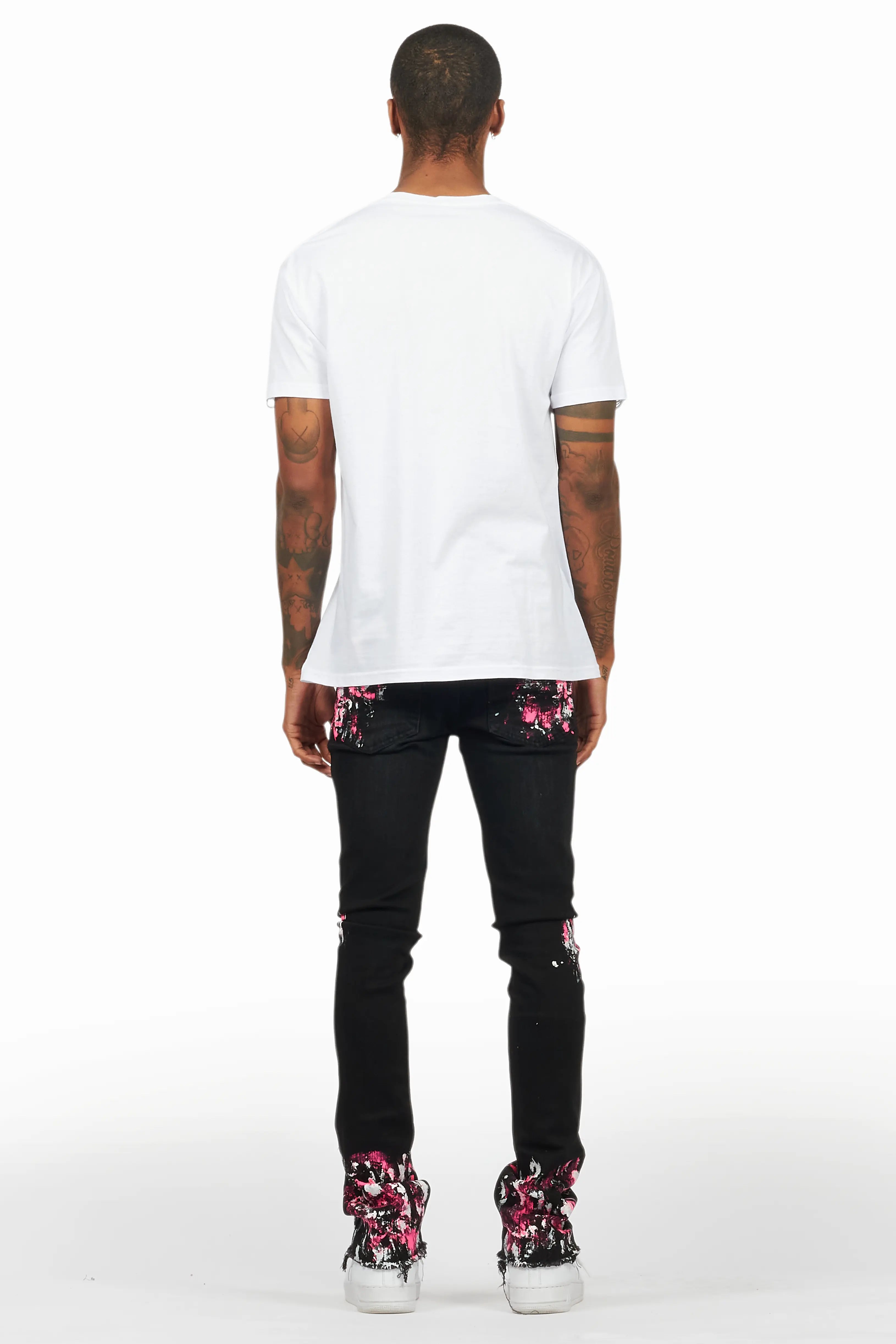 Kodak Black/Pink Painter Stacked Flare Jean