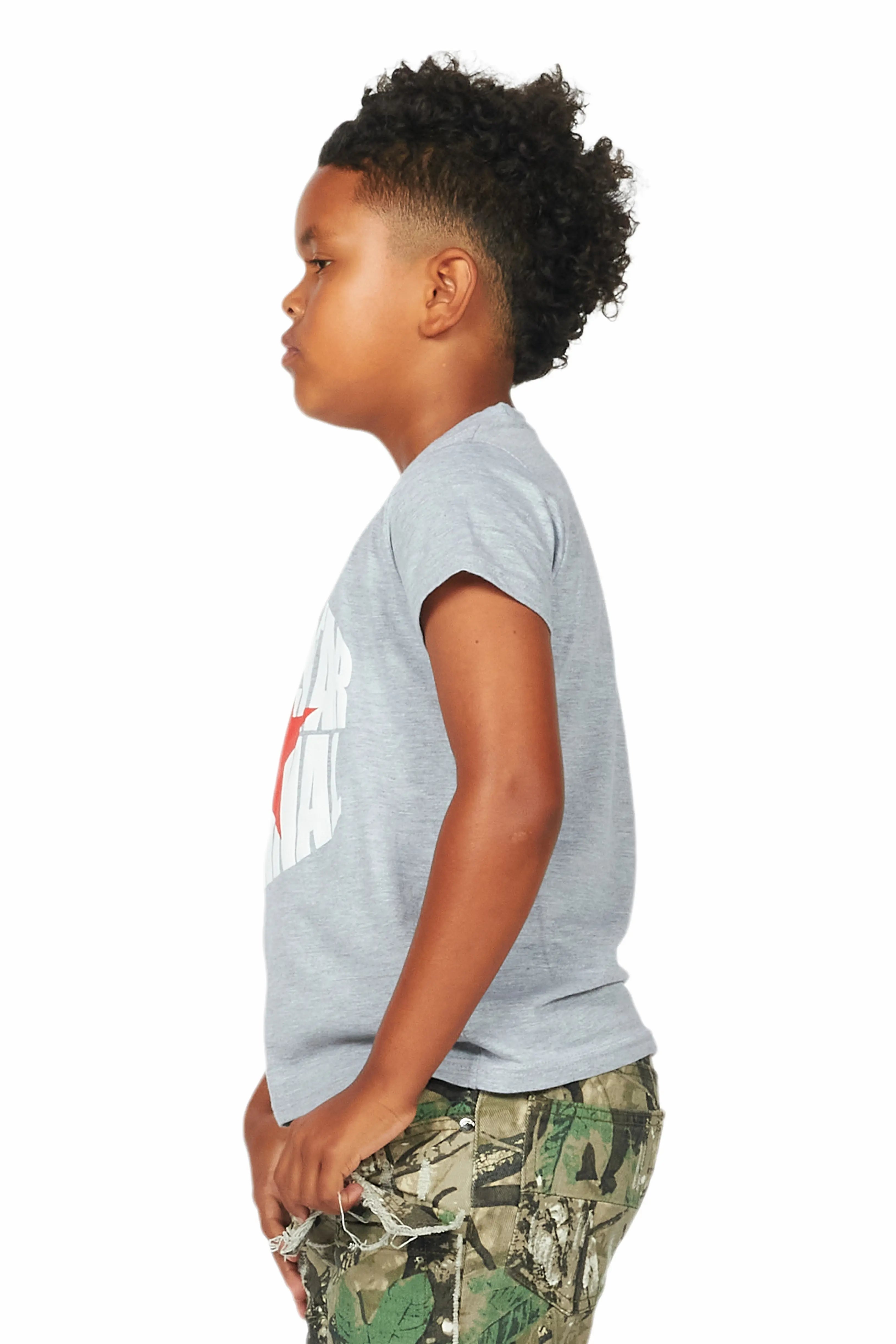 Boys Ezra Grey/Red Graphic T-Shirt