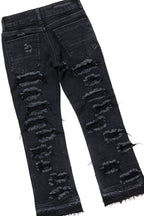 Girls Madesh Vintage Grey Hoodie/Stacked Flare Jean Set