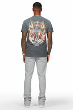 Alpine Grey Stacked Flare Pant