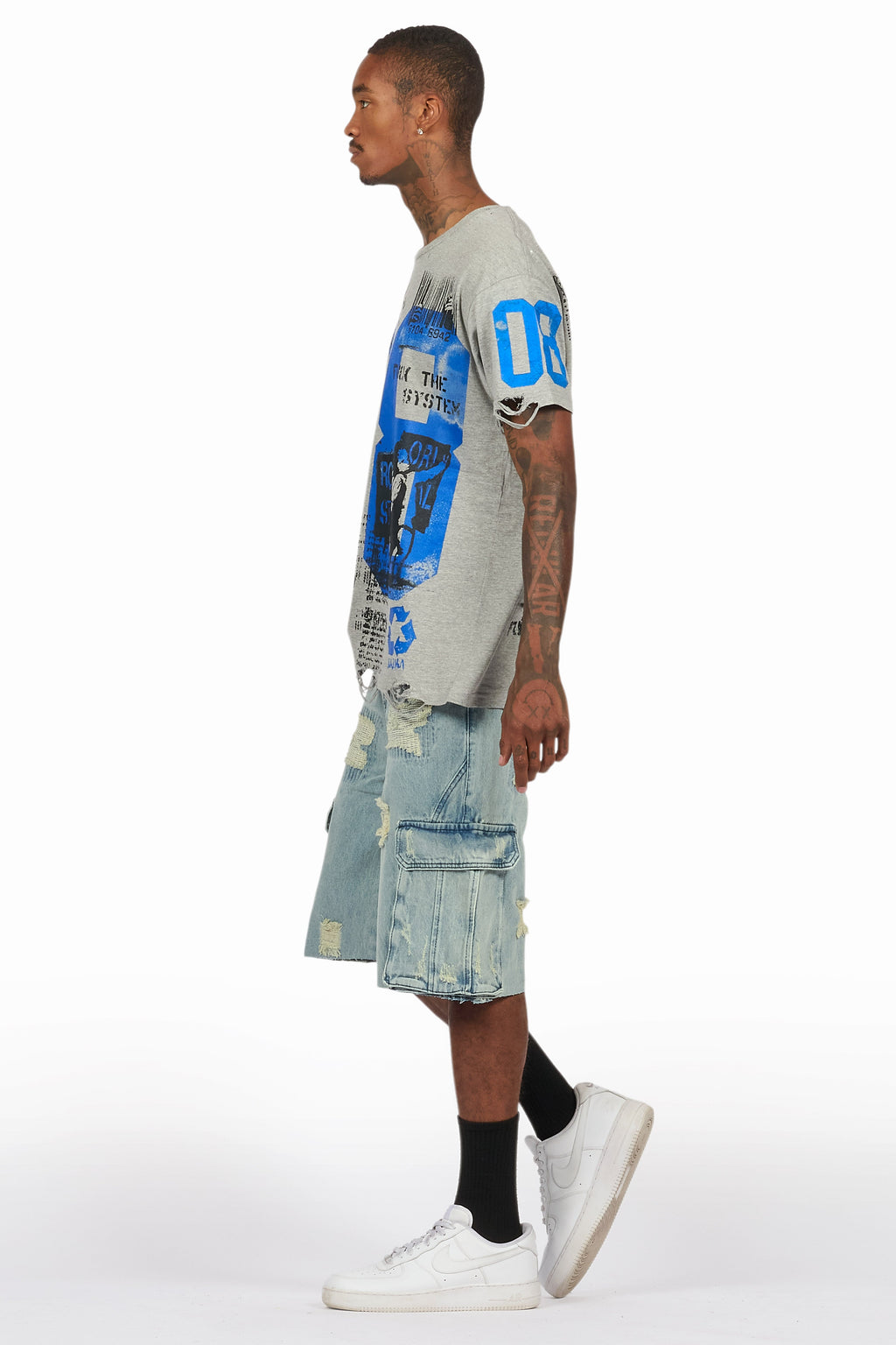 Grill Grey/Light Blue T-Shirt/Denim Short Set