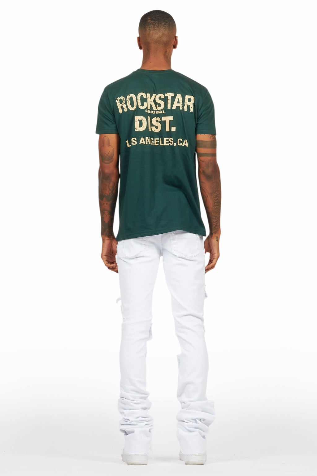 Pooja White Super Stacked Flare Jean