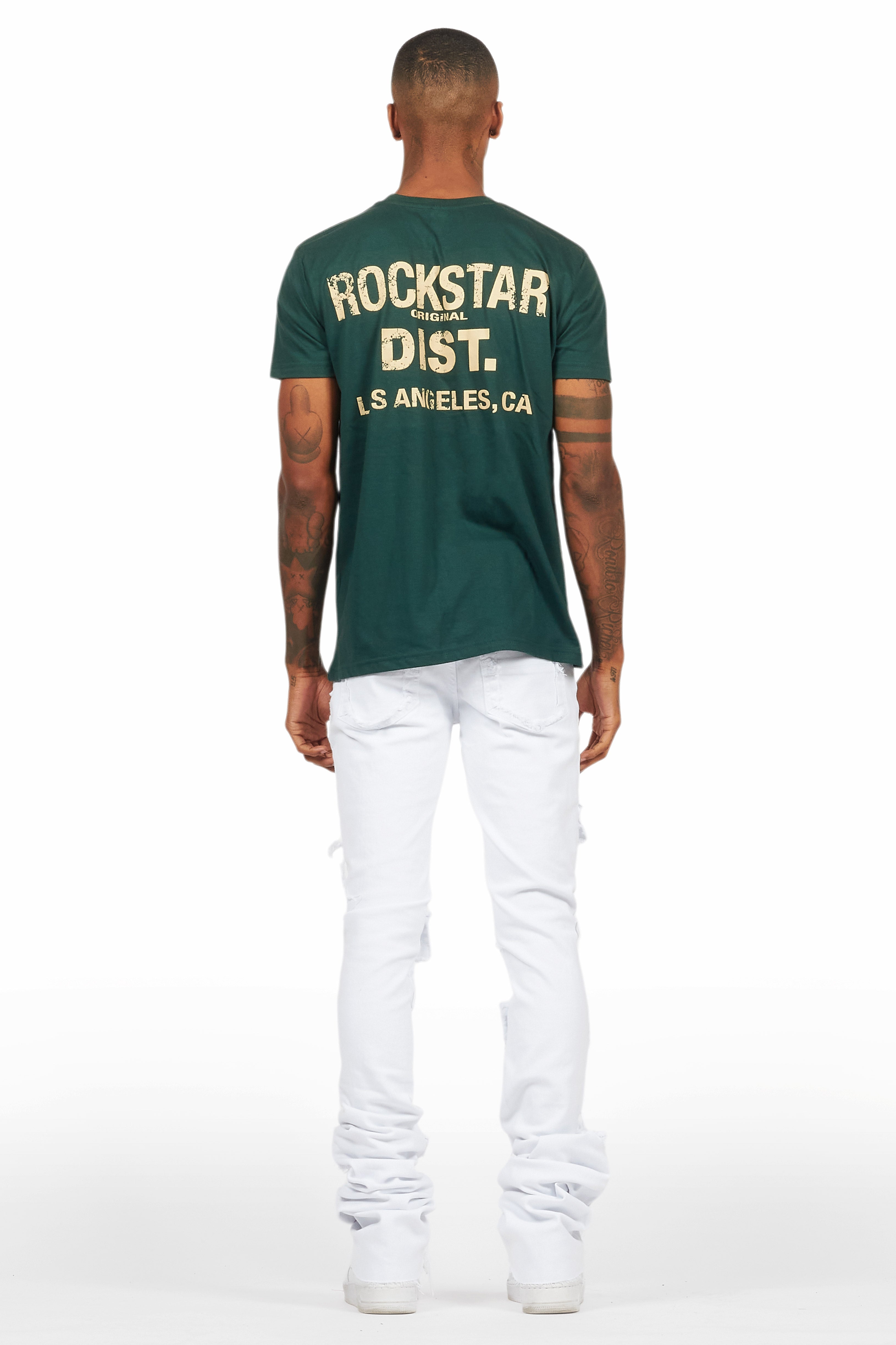 Pooja White Super Stacked Flare Jean