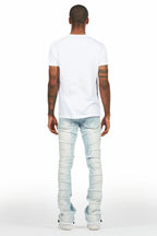 Oriel White/Black T-Shirt/Stacked Flare Jean Set