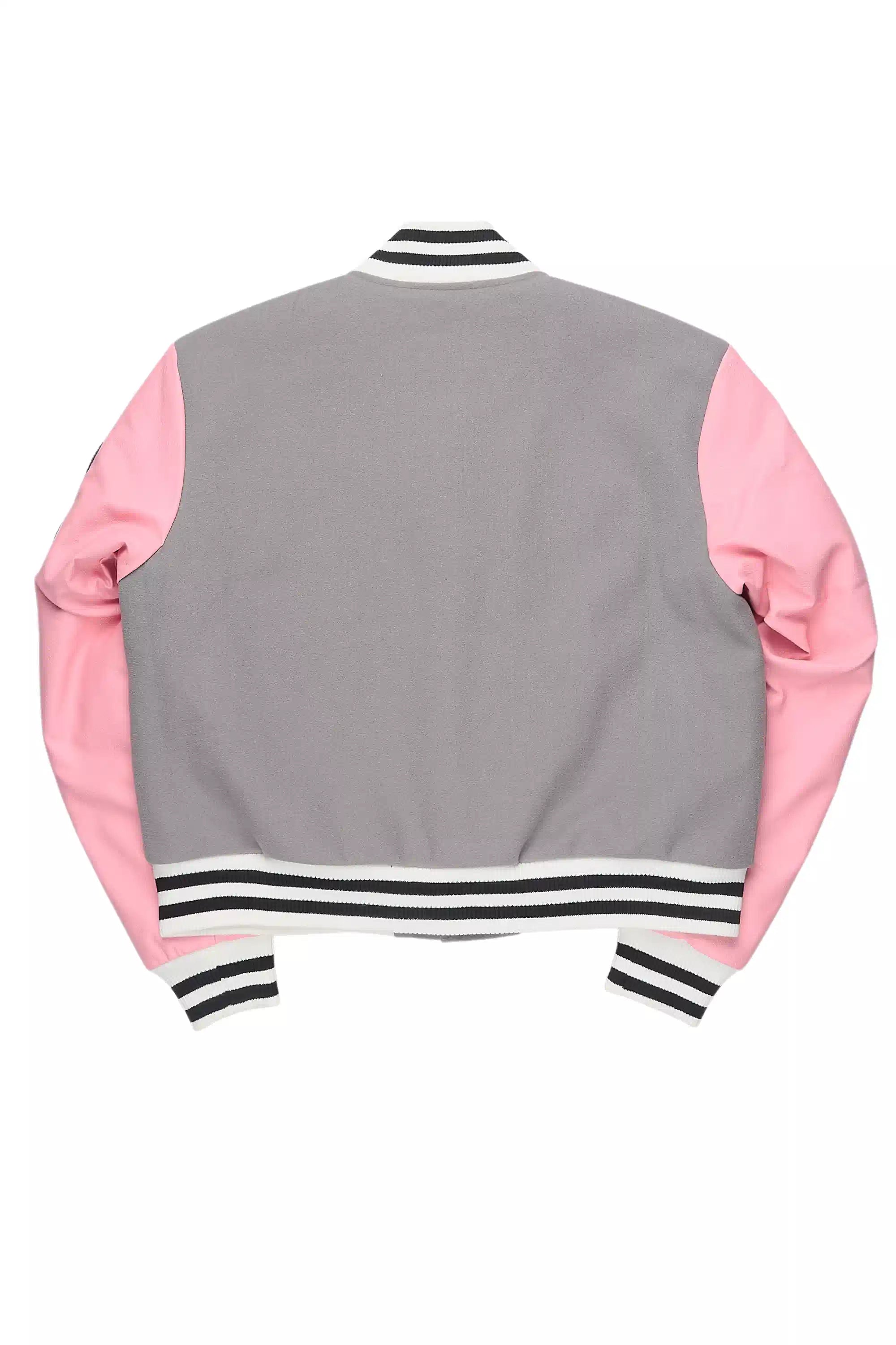 Aniya Grey Oversized Varsity Jacket