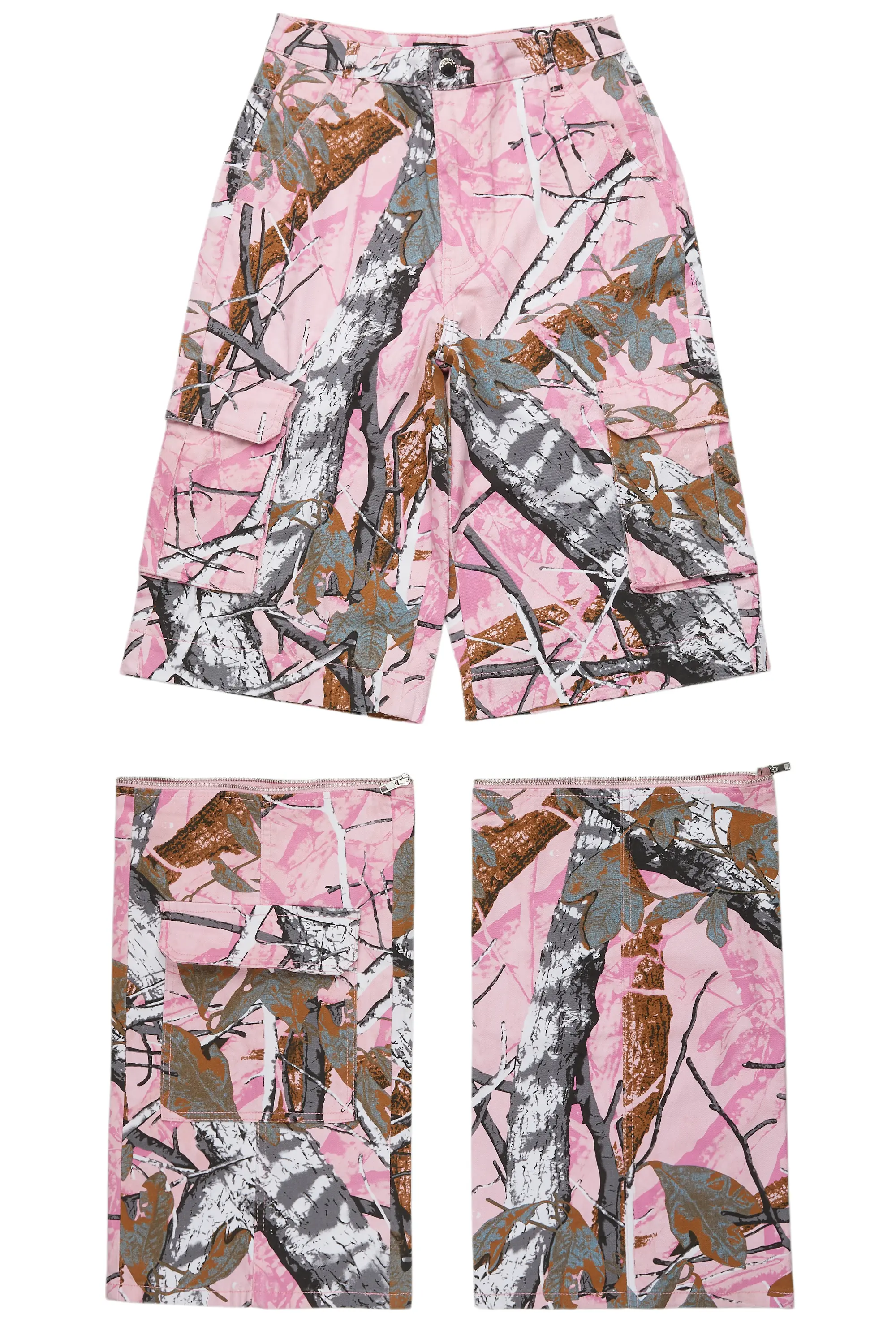 Precious Pink Tree Camo Baggy Stacked Jean