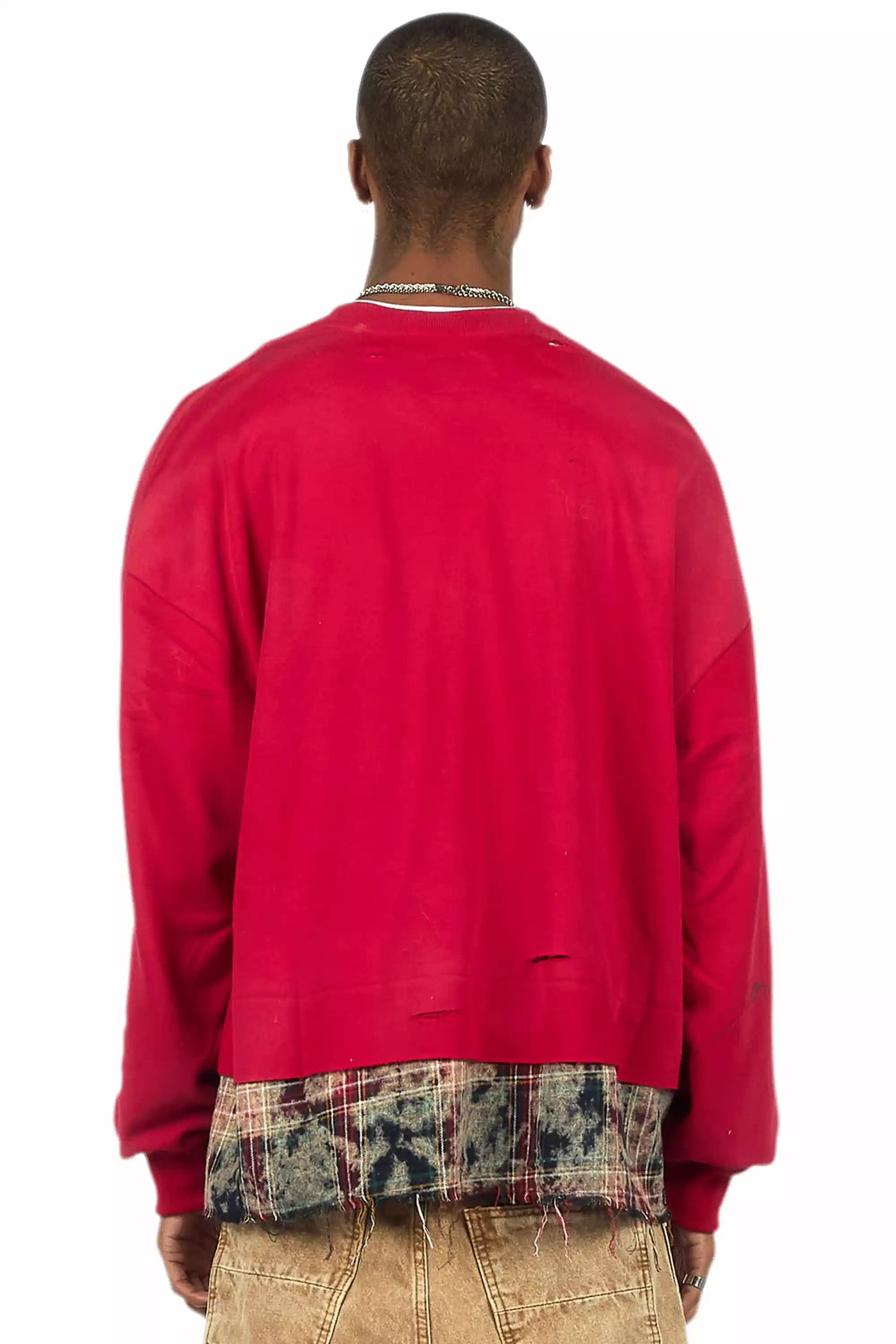 Swerve Red Graphic Flannel Crewneck