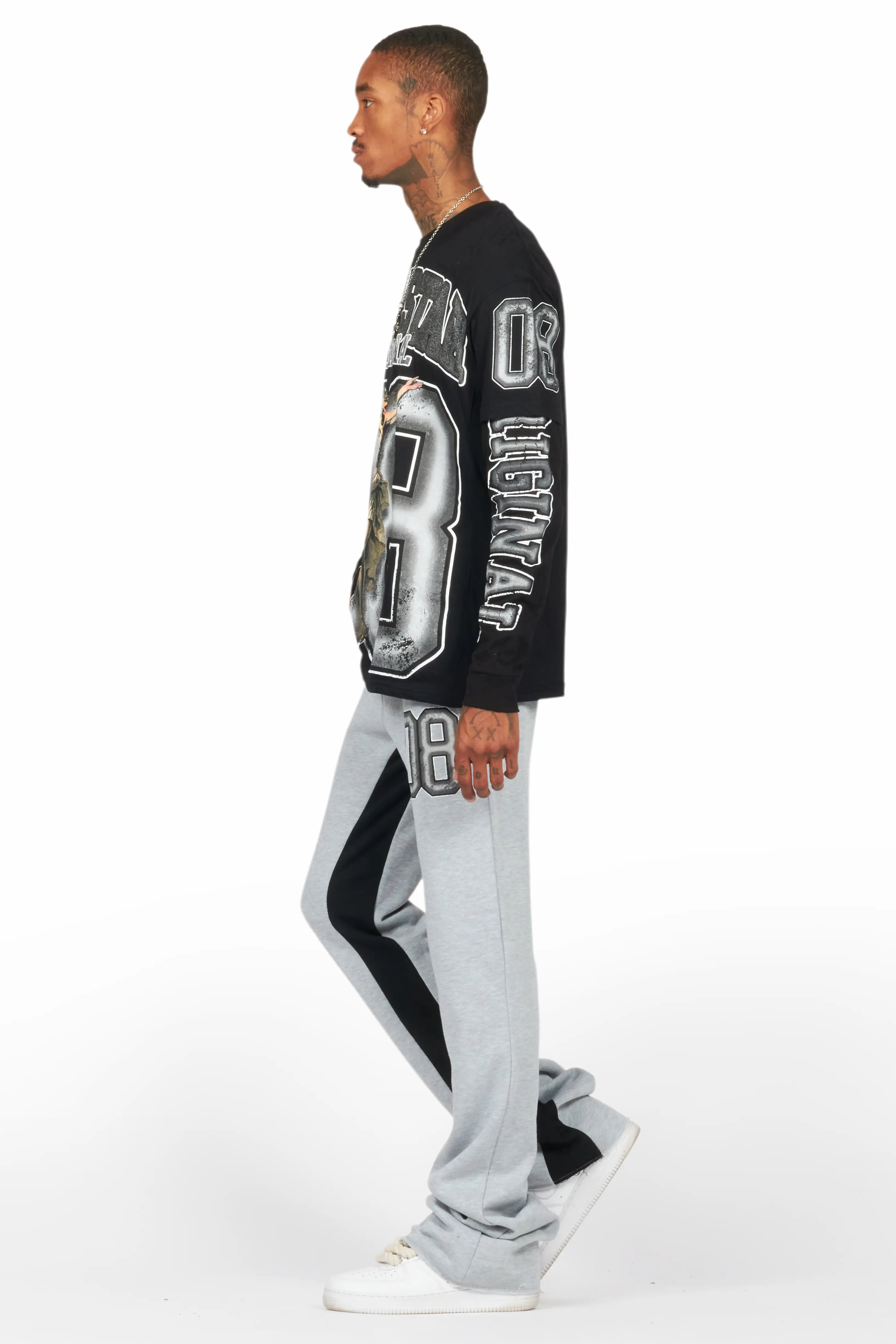 Fields Black/Grey Double Layer T-Shirt/Baggy Pant Set