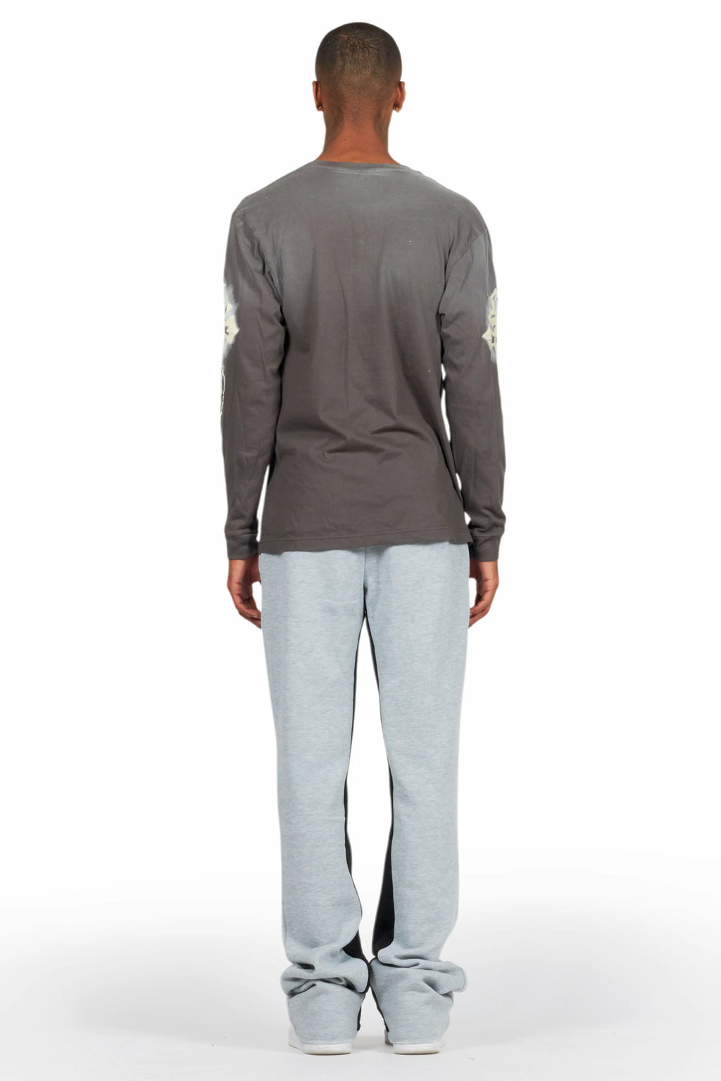 Uko Heather Grey Stacked Baggy Track Pant