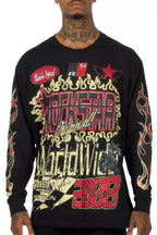 Deangelo Black/Red Long Sleeve Graphic T-Shirt