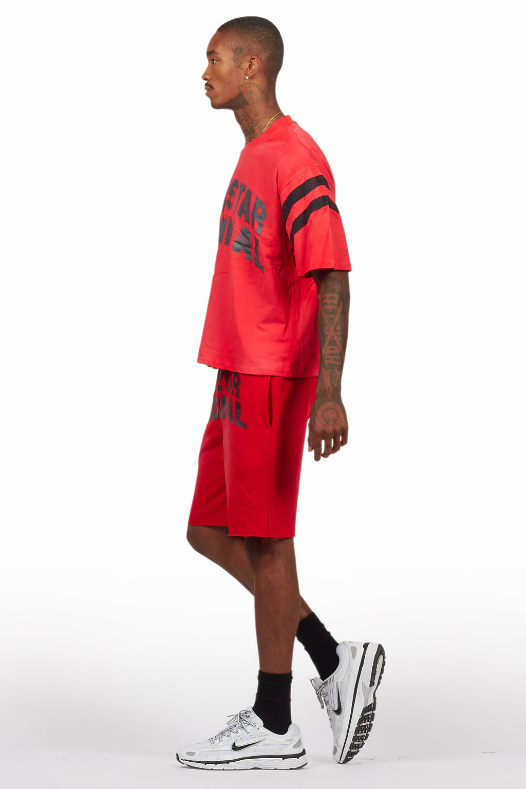 Tumo Red Crop Boxy Tee Short Set