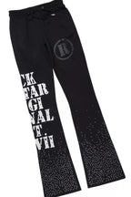 Borya Black Rhinestone T-Shirt/Baggy Stacked Track Set