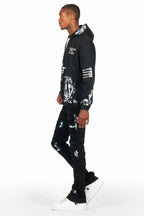 Filip Black Hoodie/Stacked Flare Jean Bundle