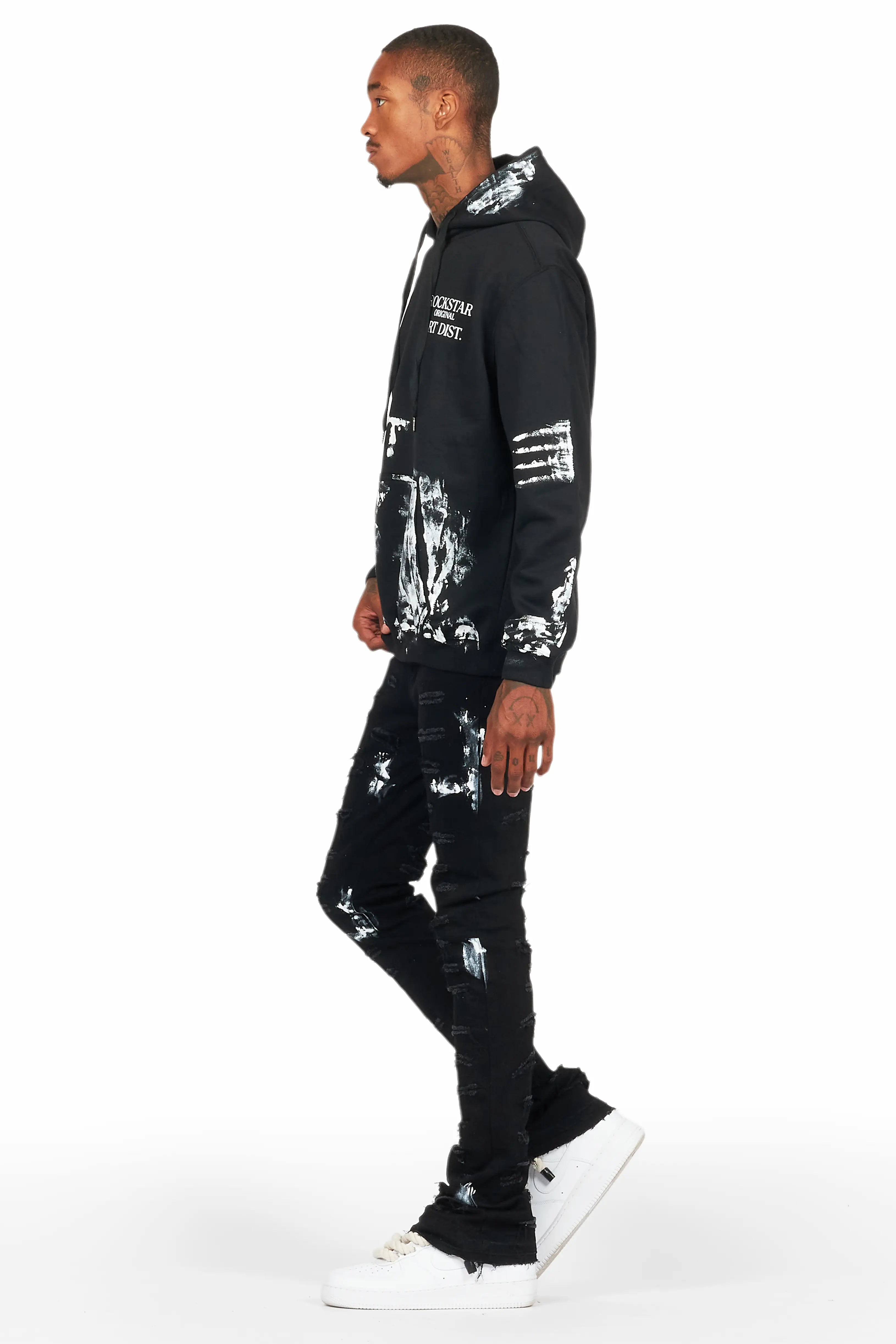 Filip Black Hoodie/Stacked Flare Jean Bundle