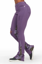 Khaleesy Purple Stacked Flare Jean