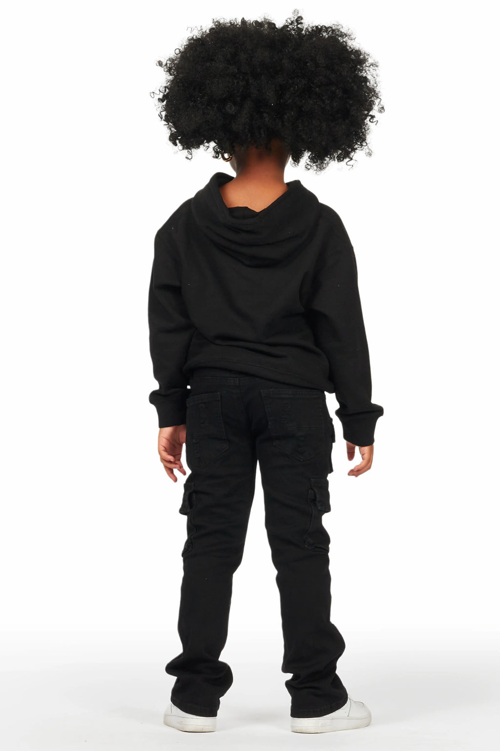 Girls Zaira Black Cargo Stacked Flare Jean