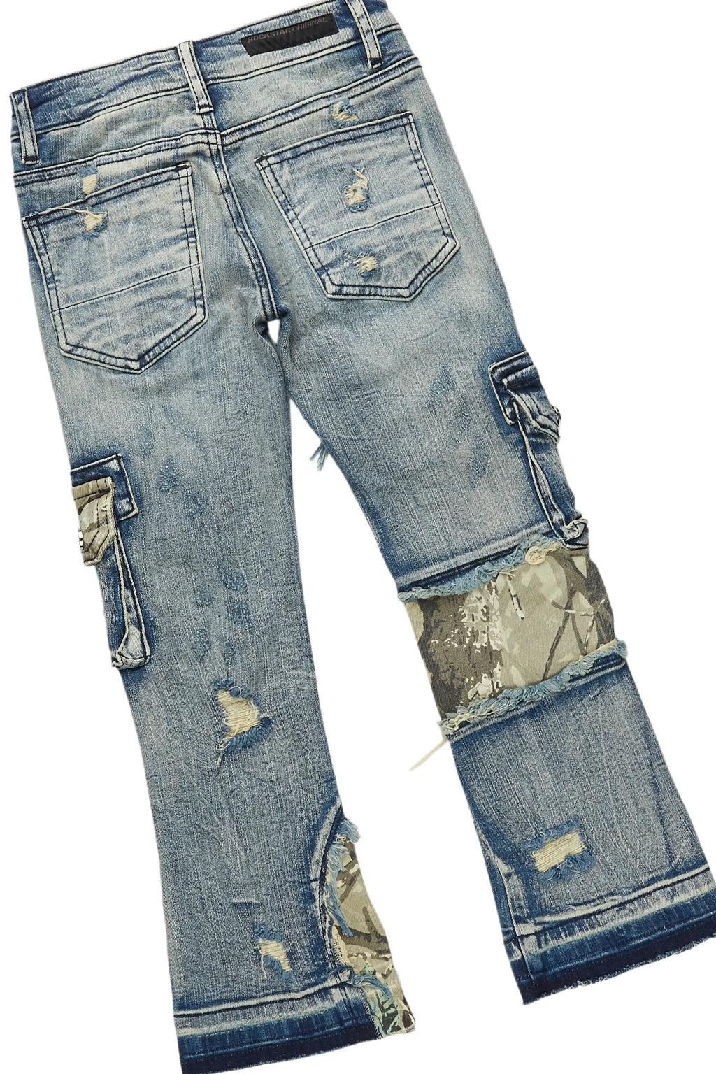 Boys Waller Black Hoodie & Zeta Blue Stacked Jean Set