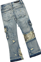 Boys Waller Black Hoodie & Zeta Blue Stacked Jean Set