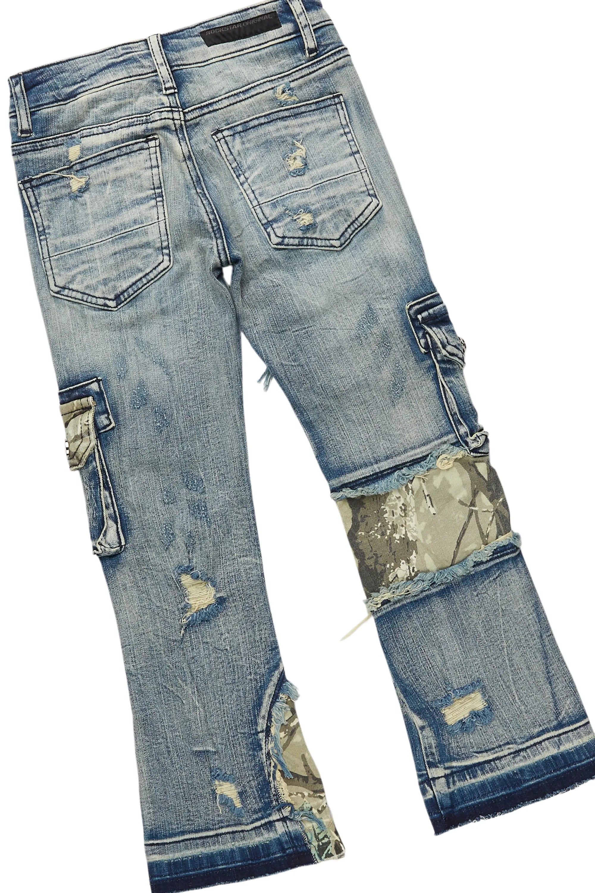 Boys Waller Black Hoodie & Zeta Blue Stacked Jean Set