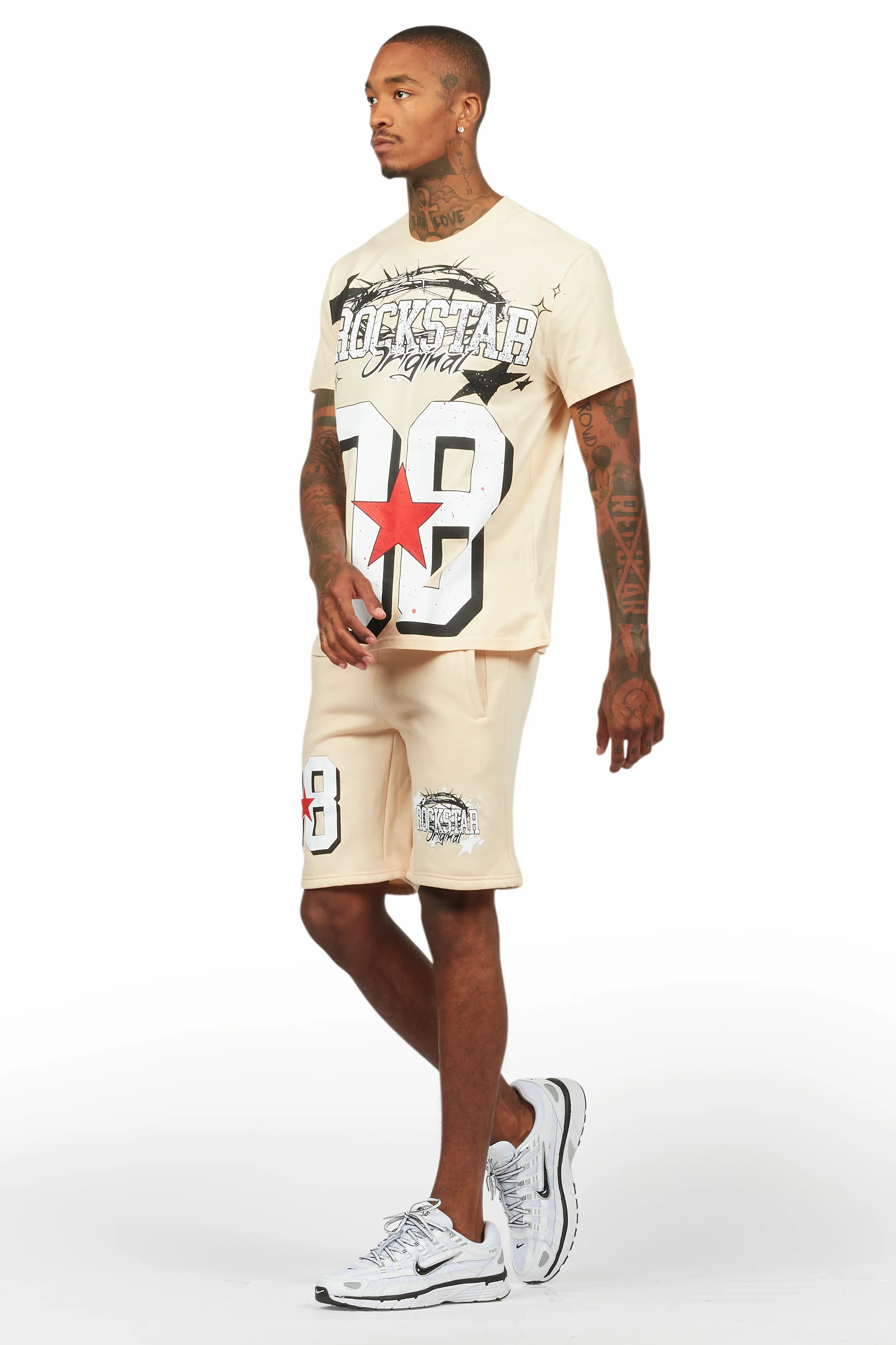 Allstar Beige/White T-Shirt Short Set