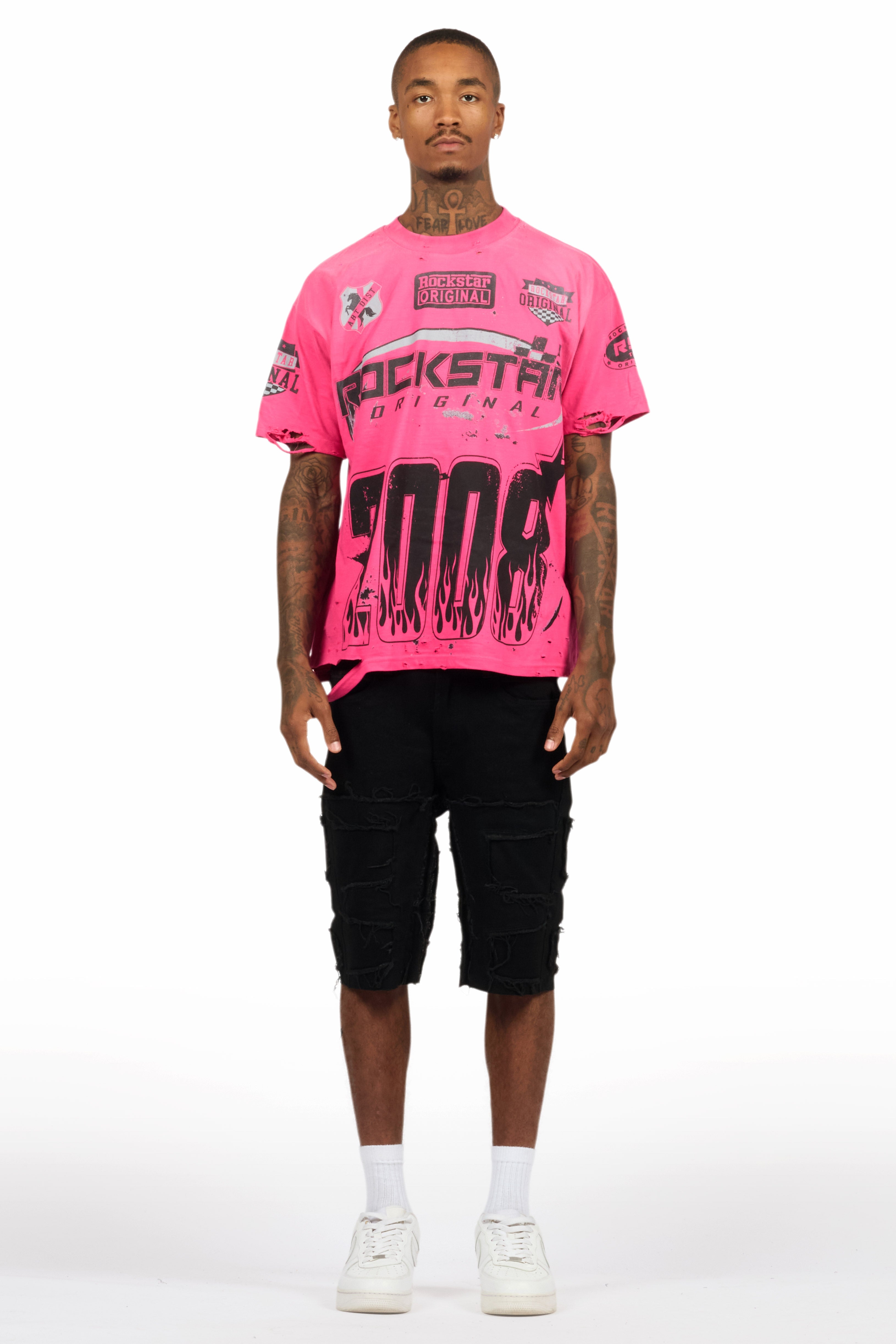 Amos Fuchsia/Black Graphic T-Shirt