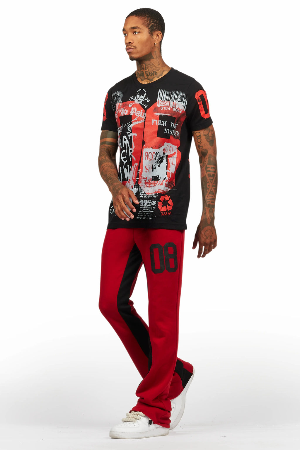 Grill Black T-Shirt/Baggy Stacked Pant Set