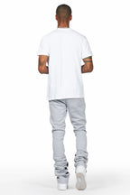 Sana Heather Grey T-Shirt/Stacked Track Pant Set