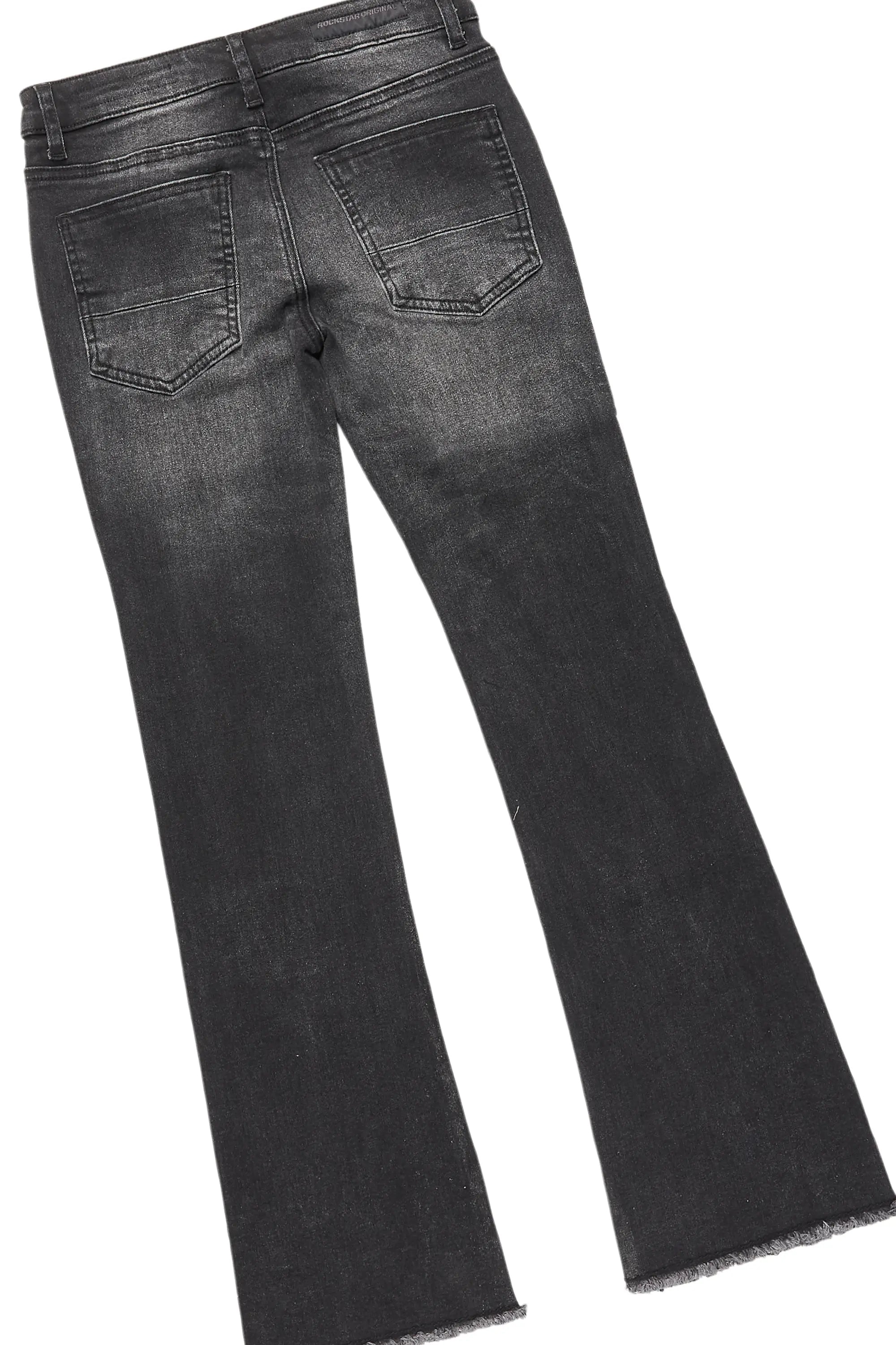 Boys Fields Grey/Black Hoodie/Stacked Flare Jean Set