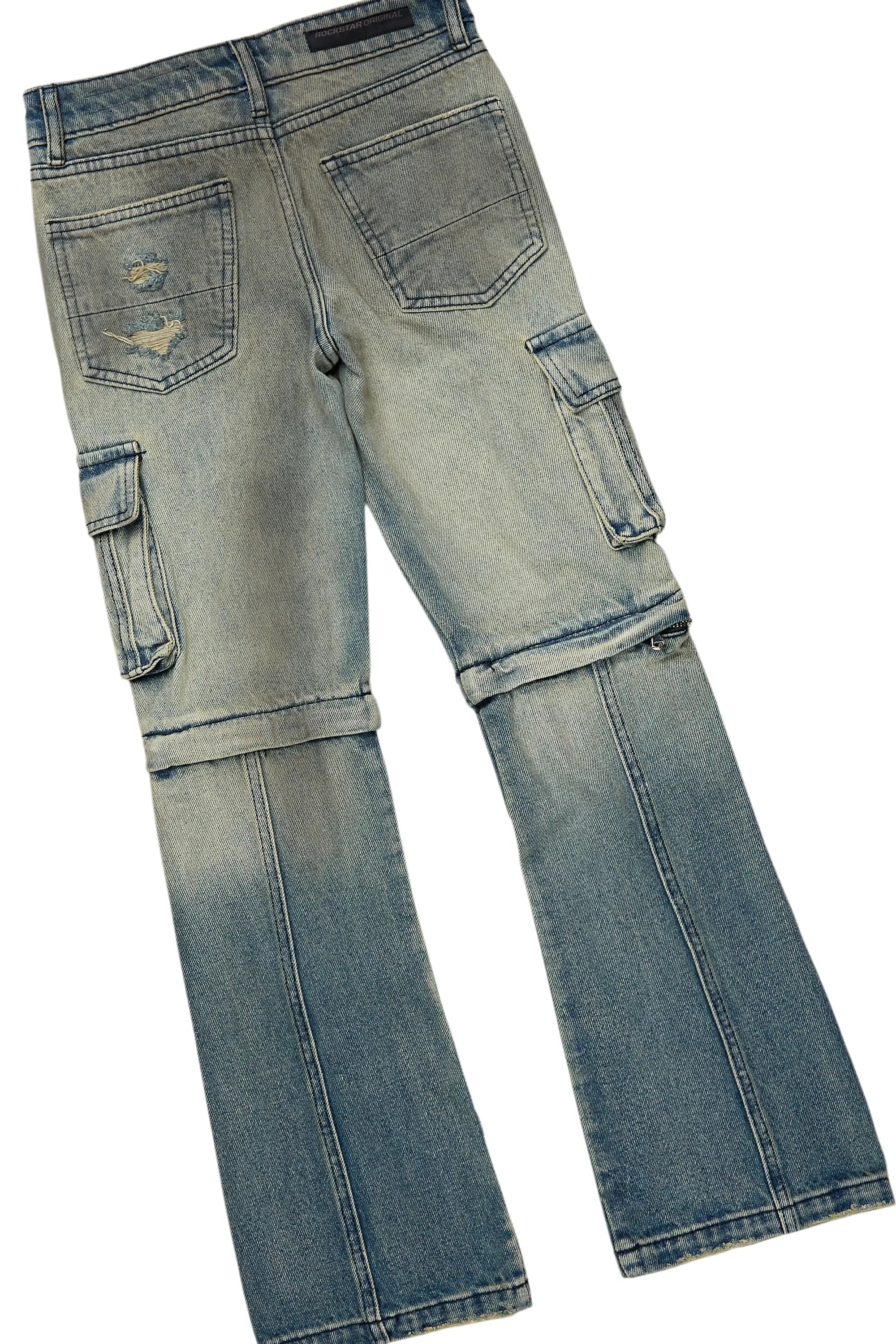 Boys Beno Beige/Blue Hoodie/Baggy Fit Jean Set