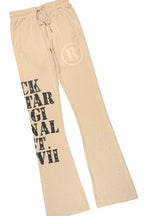 Borya Beige Rhinestone T-Shirt/Baggy Stacked Track Set