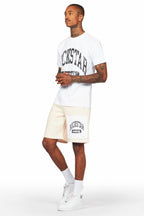 Jain White/Beige T-Shirt/Short Set