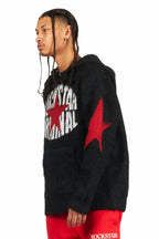 States Black Graphic Knitted Mohair Hoodie