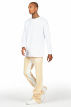 Briggs White/Beige Long Sleeve T-Shirt/Baggy Pant Set