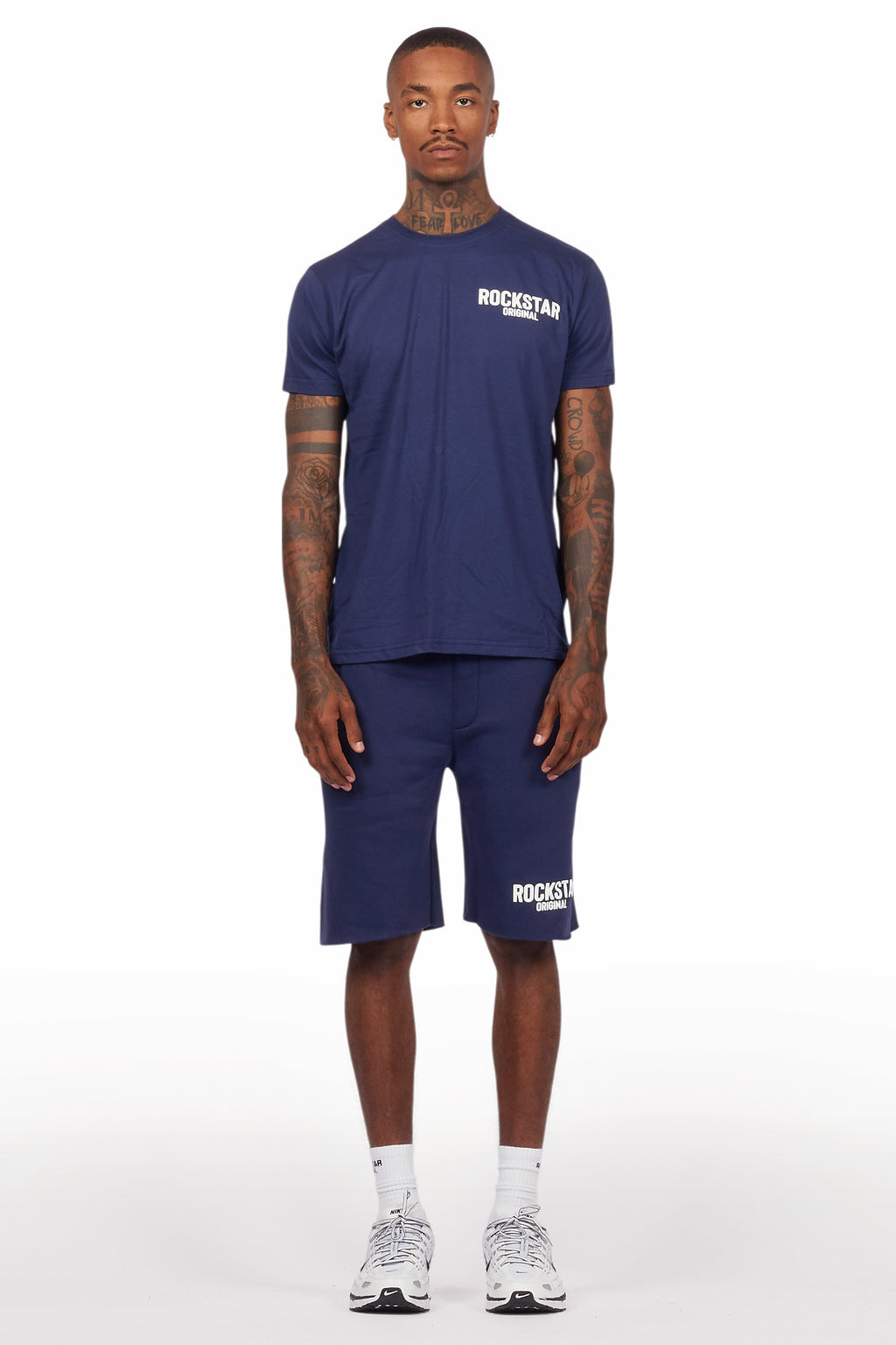 Sana Navy T-Shirt/Raw Edge Short Set