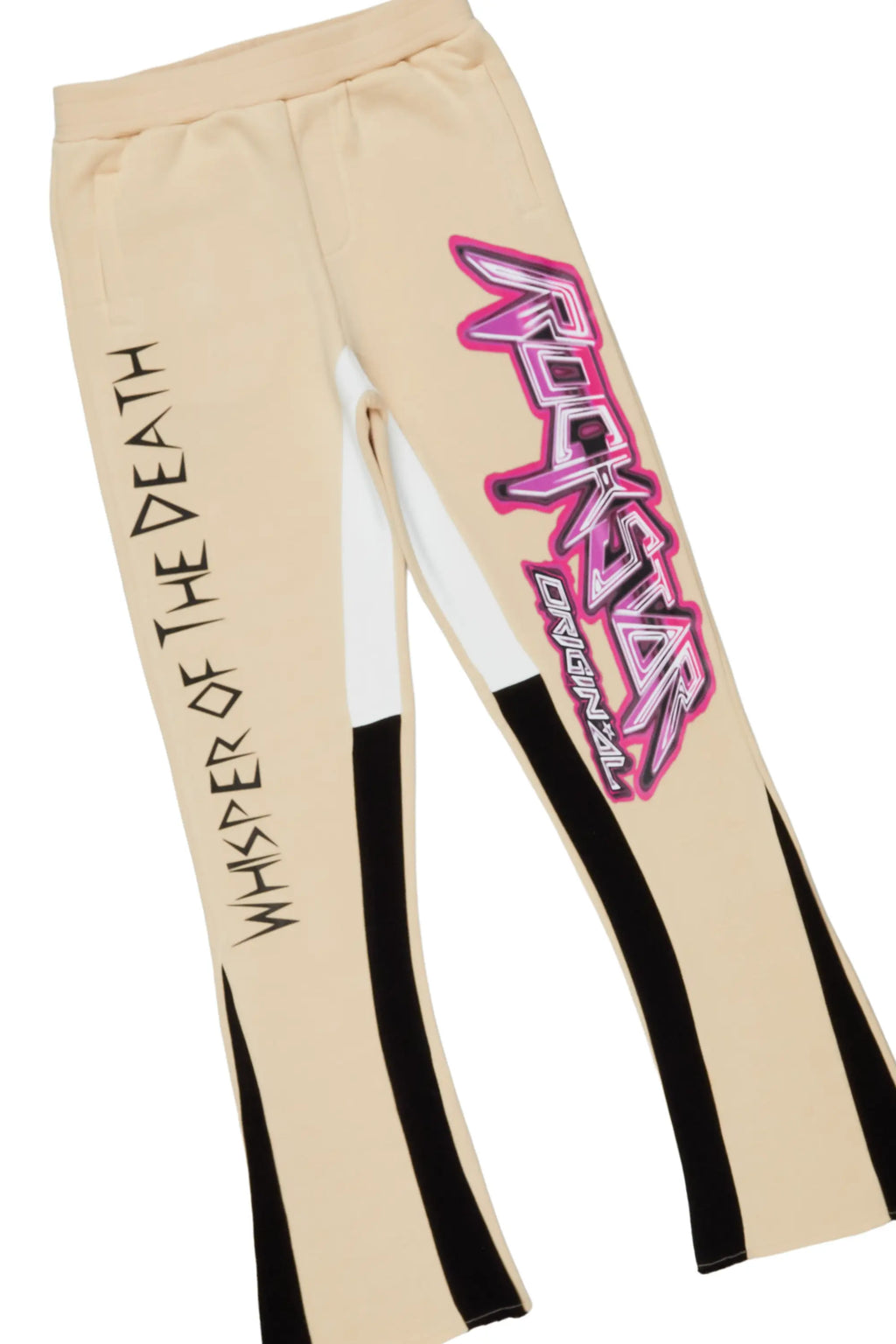 Boys Obern Beige/Black Hoodie Stacked Flare Track Set