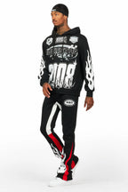 Amos Black/Red Hoodie/Stacked Flare Pant Set