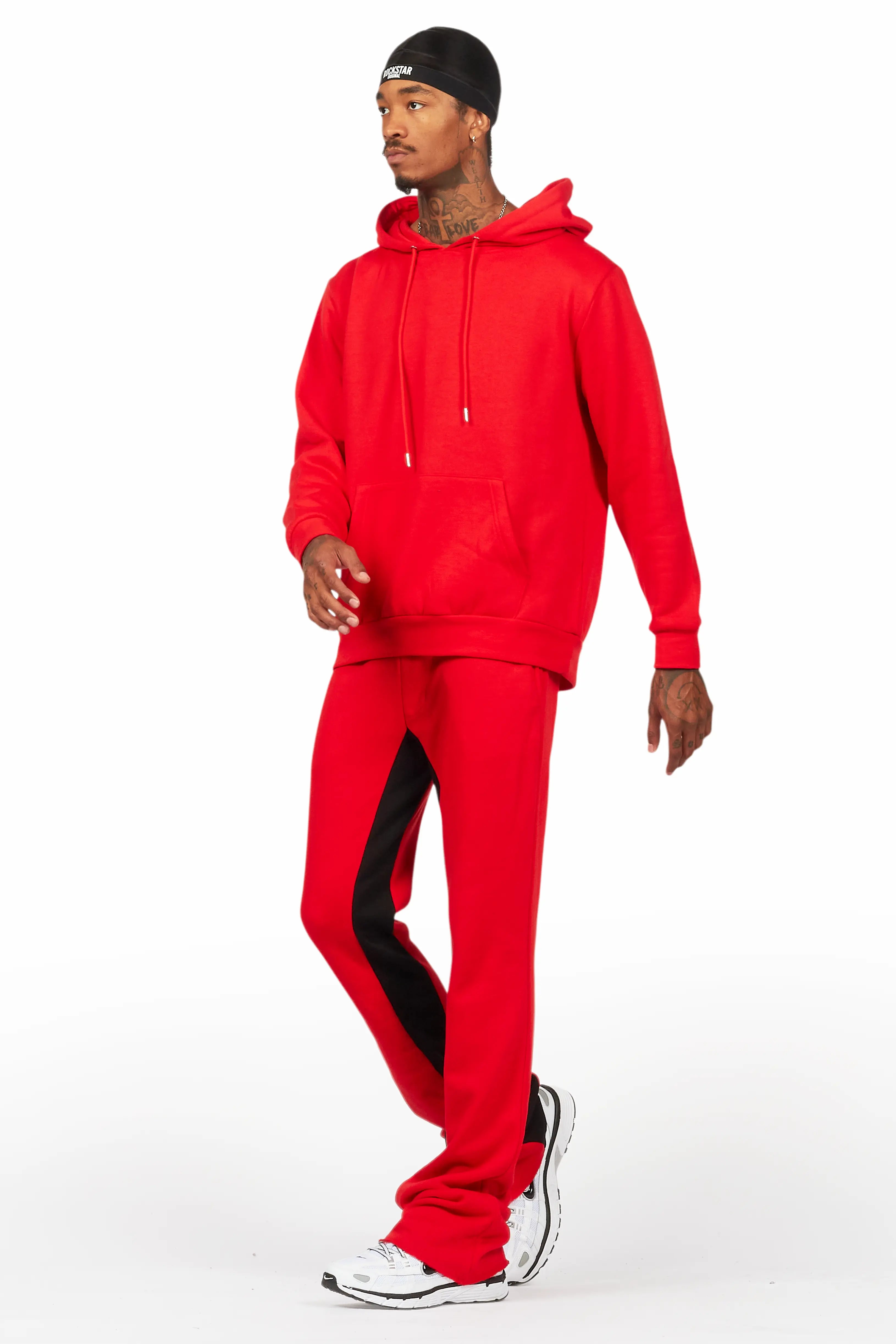 Basic Red Hoodie/Baggy Track Pant Set