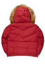 Langston Red Puffer Jacket with Fur Hood
