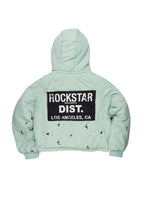 Zayla Sage Green Art Dist. Puffer Jacket