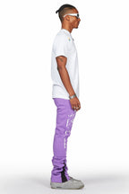 Damone Purple Super Stacked Flare Track Pant