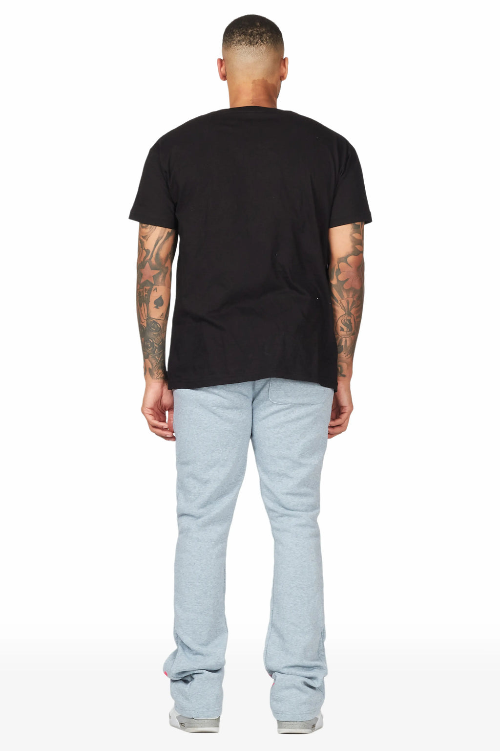 Luis Heather Grey Patchwork Stacked Flare Pants