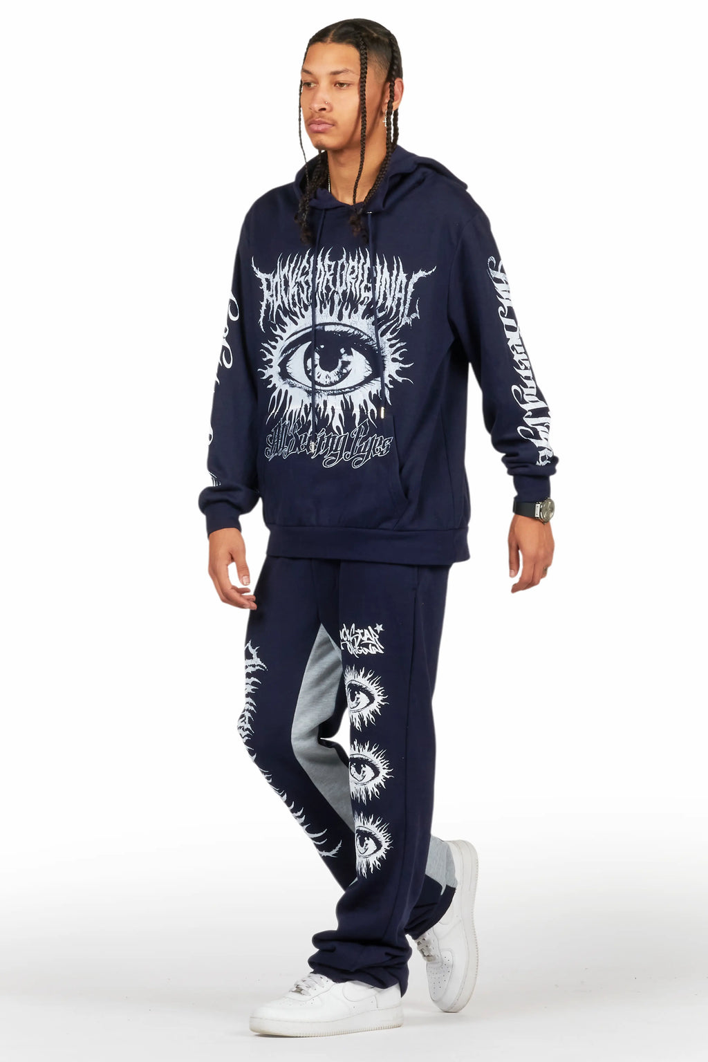 All Seeing Eyes Navy Hoodie/Baggy Track Pant Set