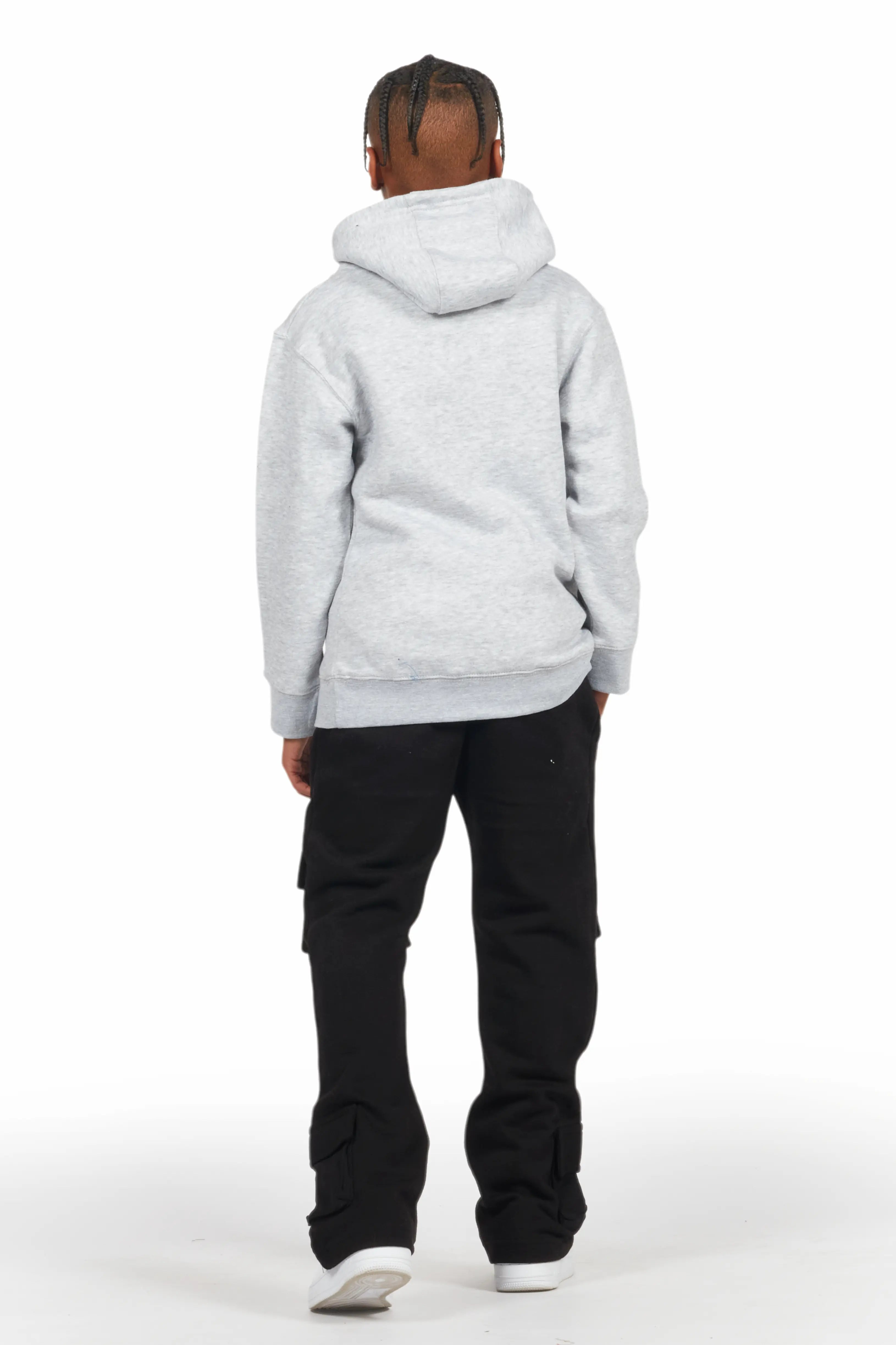 Boys Connor Black Stacked Flare Track Pant