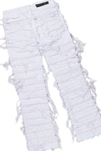 Girls Nahomy Fuchsia Hoodie/Stacked Flare Jean Set