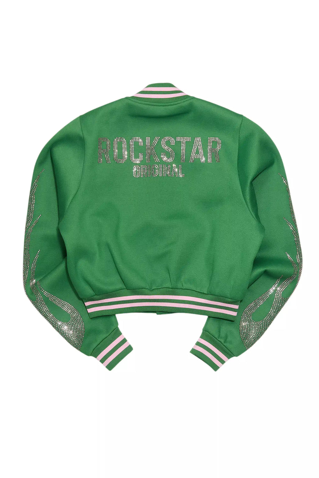 Beunca Green Rhinestone Varsity Jacket