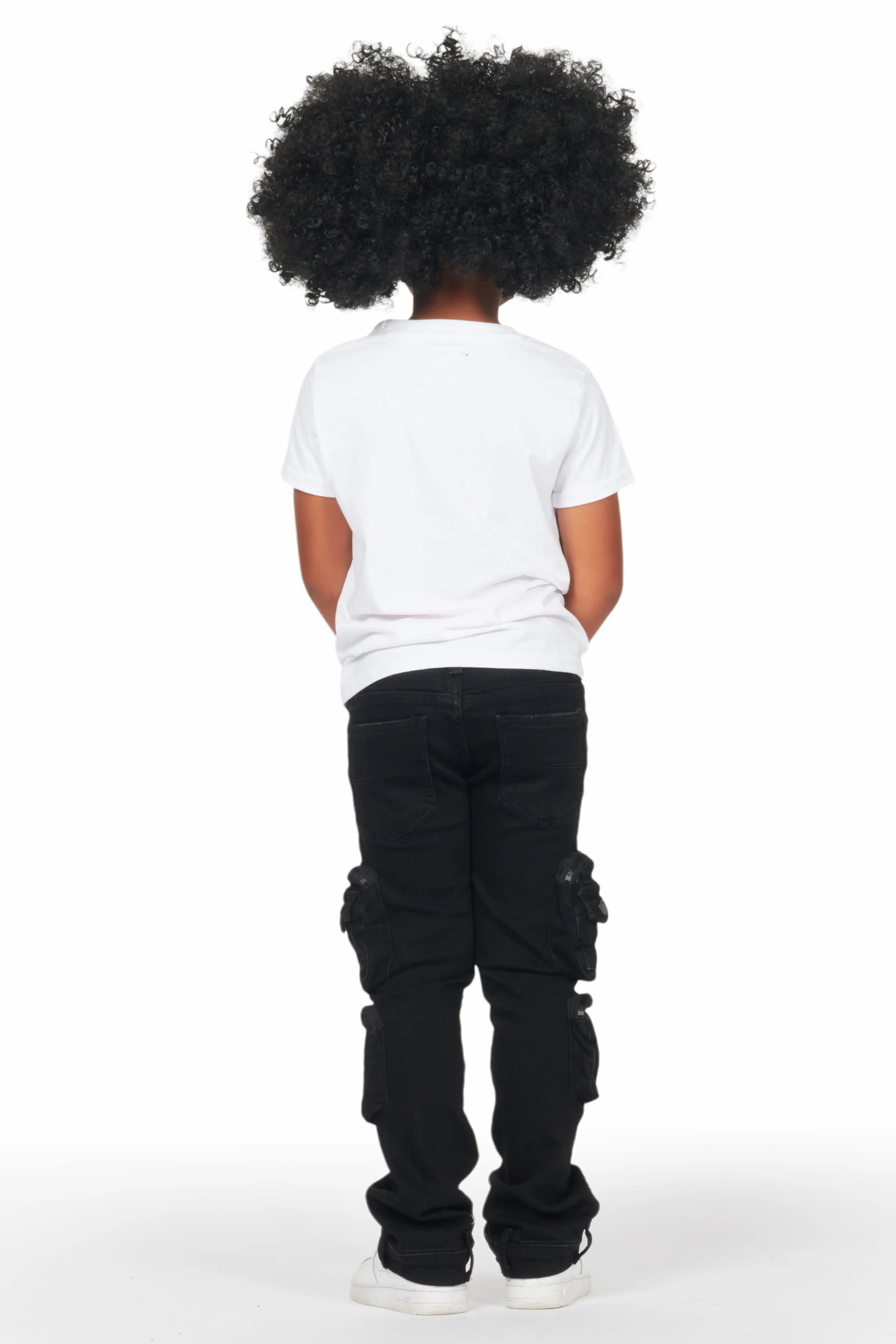 Girls Alisson Black Stacked Flare Jean