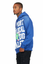 Tarl Royal Blue Distressed Graphic Hoodie
