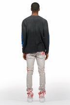 Kodak Grey/Red Painter Stacked Flare Jean