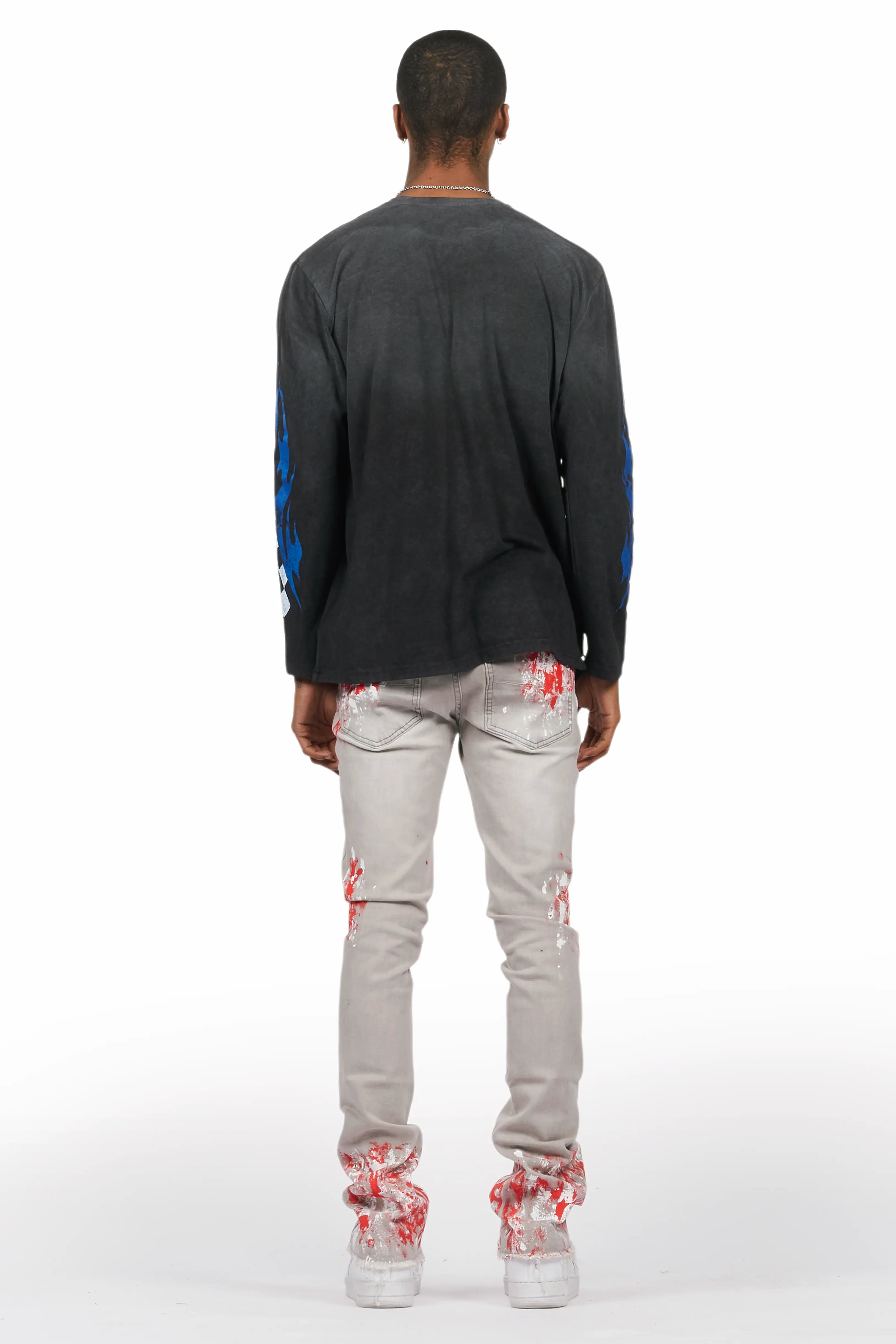 Kodak Grey/Red Painter Stacked Flare Jean