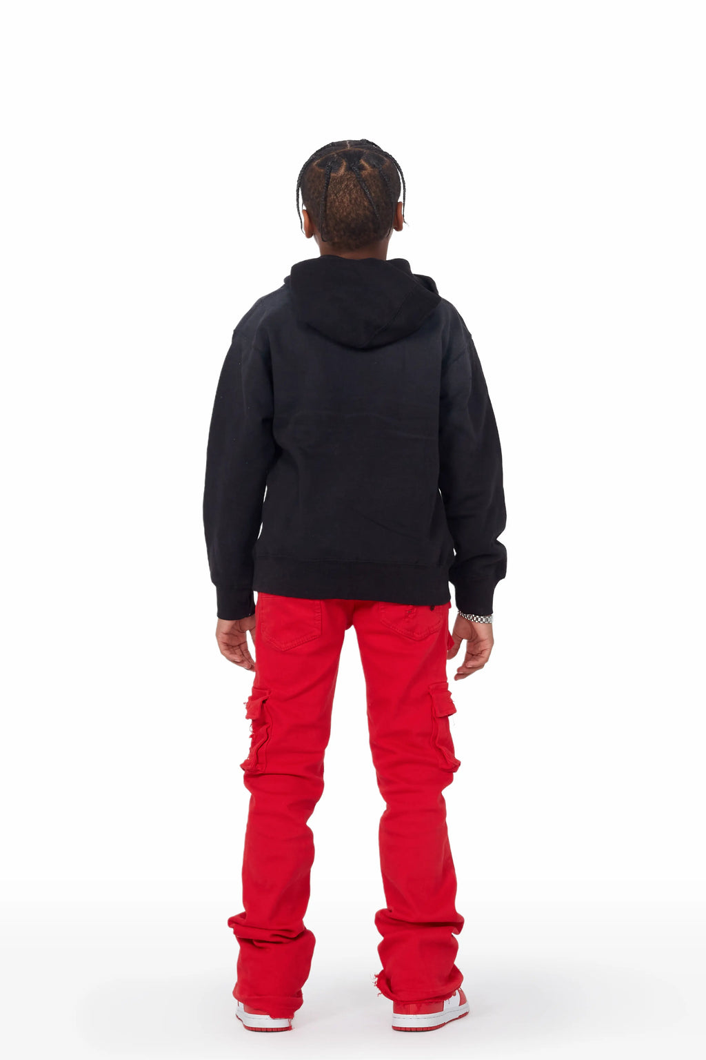 Boys Zaire Red Cargo Super Stacked Flare Jean